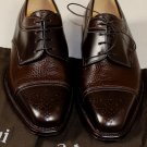 A. TESTONI SHOES $1150 BROWN DUAL GRAIN CALF CAPTOE ORNAMNETED DERBY 8 41 NEW