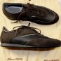 SANTONI SHOES $495 DARK BROWN SUEDE/NYLON LOGO EMBOSSED TRAINERS 12 45e NEW