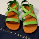 RALPH LAUREN SHOES $425 GREEN LEATHER MULTI-STRAP BUCKLED SANDALS 10 43e NEW