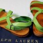 RALPH LAUREN SHOES $425 GREEN LEATHER MULTI-STRAP BUCKLED SANDALS 10 43e NEW