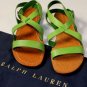 RALPH LAUREN SHOES $425 GREEN LEATHER MULTI-STRAP BUCKLED SANDALS 10 43e NEW