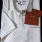 LORO PIANA REGATTA POLO $495 WHITE CONTRAST ACCENT STRIPE PIQUE POLO XXL 56 NEW