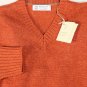 BRUNELLO CUCINELLI SWEATER ORANGE 100%CASHMERE 4-PLY V-NECK PULLOVER MED 50e NEW