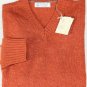 BRUNELLO CUCINELLI SWEATER ORANGE 100%CASHMERE 4-PLY V-NECK PULLOVER MED 50e NEW