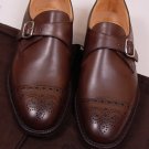 CHURCH'S SHOES $850 BROWN CALF TOE ORNAMENT BENCHMADE CAPTOE MONKSTRAP 8 41 NEW