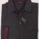 CESARE ATTOLINI SWEATER $1650 GRAY/RED 3-BTN 100-CASHMERE POLO SWEATER L 52e NEW