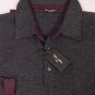 CESARE ATTOLINI SWEATER $1650 GRAY/RED 3-BTN 100-CASHMERE POLO SWEATER L 52e NEW