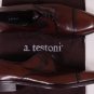 A. TESTONI SHOES $1195 BROWN LLAMA SKIN CAPTOE HANDMADE DERBY 12.5 45.5 NEW
