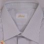 BRIONI SHIRT $565 WHITE/BLUE RIBBON STRIPE DRESS SHIRT 17.5 / 34 44e NEW