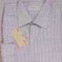 BRIONI SHIRT $565 WHITE/BLUE RIBBON STRIPE DRESS SHIRT 17.5 / 34 44e NEW