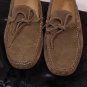 SUTOR MANTELLASSI SHOES $545 KHAKI SUEDE TIED VAMP PEBBLED SOLE DRIVERS 8 41 NEW