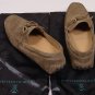 SUTOR MANTELLASSI SHOES $545 KHAKI SUEDE TIED VAMP PEBBLED SOLE DRIVERS 8 41 NEW