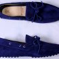 SUTOR MANTELLASSI SHOES $545 BLUE PEBBLE SOLE HANDMADE TIED DRIVER 8 41e NEW