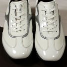 TOD'S SHOES $495 WHITE/SILVER PINHOLE LOGO STRIPE PEBBLE SOLE TRAINER 11 44e NEW