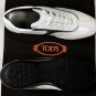 TOD'S SHOES $495 WHITE/SILVER PINHOLE LOGO STRIPE PEBBLE SOLE TRAINER 11 44e NEW