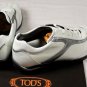 TOD'S SHOES $495 WHITE/SILVER PINHOLE LOGO STRIPE PEBBLE SOLE TRAINER 11 44e NEW