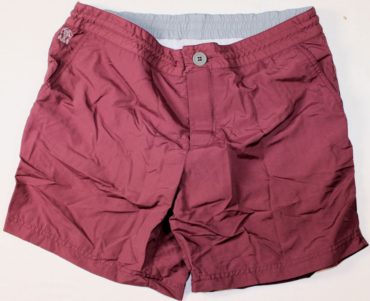 BRUNELLO CUCINELLI SWIMSUIT $590 SMOKE MAROON LOGO BEACH SWIM TRUNK L ...