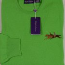 RALPH LAUREN PURPLE LABEL SWEATER $965 GREEN 100%CASHMERE POLO CREW XL 54e NEW