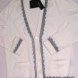 VERSACE SWEATER $1080 IVORY GRAY BLAZE ETCHED 5BTN 100%WOOL CARDIGAN MED 50e NEW