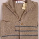 BRUNELLO CUCINELLI SWEATER $1895 MALT 100%CASHMERE DUAL ZIP CARDIGAN MED 50e NEW