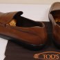 TOD'S SHOES $495 BROWN LOGO VAMP CALFSKIN PEBBLE SOLE CITY LOAFER 12 45e NEW