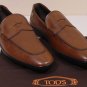 TOD'S SHOES $495 BROWN LOGO VAMP CALFSKIN PEBBLE SOLE CITY LOAFER 12 45e NEW