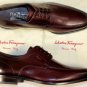 SALVATORE FERRAGAMO SHOES $650 DARK BROWN LOGO EMBOSSED DERBY 8.5E 41.5 NEW