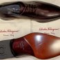SALVATORE FERRAGAMO SHOES $650 DARK BROWN LOGO EMBOSSED DERBY 8.5E 41.5 NEW