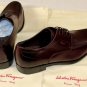 SALVATORE FERRAGAMO SHOES $650 DARK BROWN LOGO EMBOSSED DERBY 8.5E 41.5 NEW