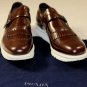 PRADA SHOES $795 BROWN KILTED VAMP TOE ORNAMENT BUCKLED VAMP MONK 11.5 44.5 NEW