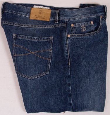 BRUNELLO CUCINELLI JEANS $595 MEDIUM WASH FRONT FADE LOGO DENIM 40/39 56e NEW