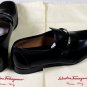 SALVATORE FERRAGAMO SHOES $680 BLACK LOGO LINK BIT ORNAMENTED LOAFER 9 42e NEW