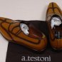 A. TESTONI SHOES $1090 BROWN VARNISHED SEAM WING-TIP HANDMADE SHOE 7.5 40.5e NEW
