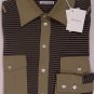 MICHAEL BASTIAN SHIRT $525 NAVY/OLIVE GREEN STRIPE 6-BTN SHIRT LARGE 52e NEW