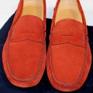 PRADA SHOES $595 LAVA SUEDE LOGO ORNAMENTED CONTRAST STITCH DRIVERS 11D 44 NEW