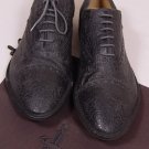 CESARE PACIOTTI SHOES $680 DARK GRAY PATTERNED LEATHER CAPTOE OXFORDS 8 41e NEW