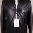 SALVATORE FERRAGAMO JACKET $2750 BLACK CALFSKIN LOGO GANCINI BOMBER LG 52e NEW