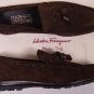 SALVATORE FERRAGAMO SHOES BROWN SUEDE ALLIGATOR TASSELED LOAFER 9.5 42.5 NEW