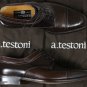 A. TESTONI SHOES $1150 DARK BROWN DUAL GRAIN CALF 2-TONE CAPTOE DERBY 10 43 NEW