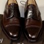 A. TESTONI SHOES $1150 DARK BROWN DUAL GRAIN CALF 2-TONE CAPTOE DERBY 10 43 NEW