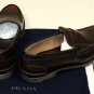 PRADA SHOES $840 DK BROWN SPAZZOLATO ROYA SPLIT TOE PENNY LOAFER 10.5 43.5e NEW