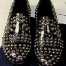 PRADA SHOES $1195 BLACK SPAZZOLATO STUD SPIKE ORNAMENTED LOAFER 10 43e NEW