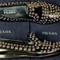PRADA SHOES $1195 BLACK SPAZZOLATO STUD SPIKE ORNAMENTED LOAFER 10 43e NEW
