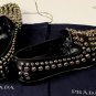 PRADA SHOES $1195 BLACK SPAZZOLATO STUD SPIKE ORNAMENTED LOAFER 10 43e NEW
