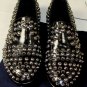 PRADA SHOES $1195 BLACK SPAZZOLATO STUD SPIKE ORNAMENTED LOAFER 10 43e NEW