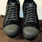 GUCCI SHOES $590 BLACK LOGO CHARM ORNAMENTED LOGO EMBOSSED TRAINER 9.5 42.5e NEW