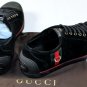 GUCCI SHOES $590 BLACK LOGO CHARM ORNAMENTED LOGO EMBOSSED TRAINER 9.5 42.5e NEW