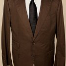 TOM FORD SUIT $3400 CHOC BROWN 100%BRUSHED COTTON HANDMADE 2BTN SUIT 44L 56e NEW