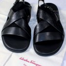 SALVATORE FERRAGAMO SHOES $450 BLACK GANCINI STRAP LOGO BUCKLE SANDAL 13 46e NEW