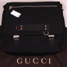 GUCCI MESSENGER BAG $1465 BLACK NYLON/LEATHER LOGO WEEKENDER SHOULDER BAG NEW